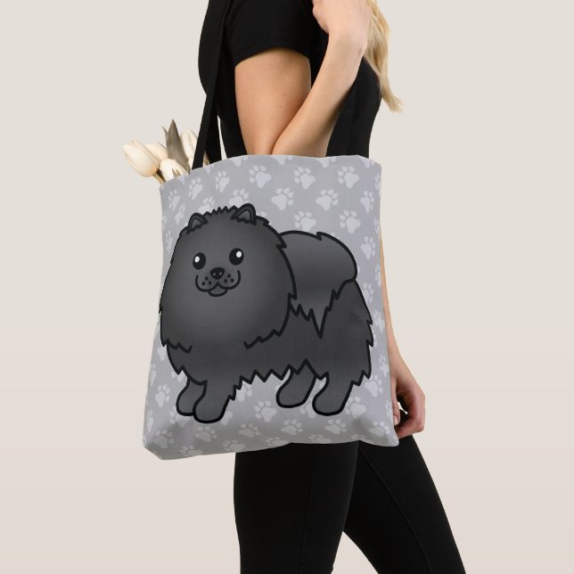 Spitz Cartoon Hund in schwarzer Coat Farbe (Von Nahem)
