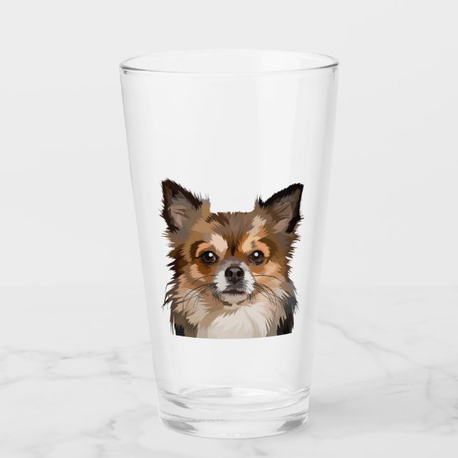 Spitz/Chihuahua Haustier Tierglas Glas (Vorderseite)
