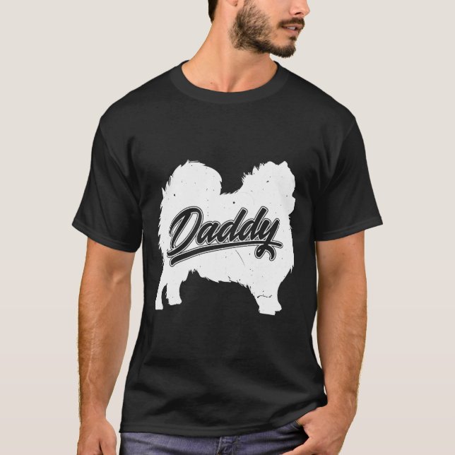 Spitz Daddy Dog Eigentümer Papa Väter Pommerns T-Shirt (Vorderseite)