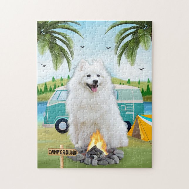 Spitz Dog Camping Puzzle (Vertikal)
