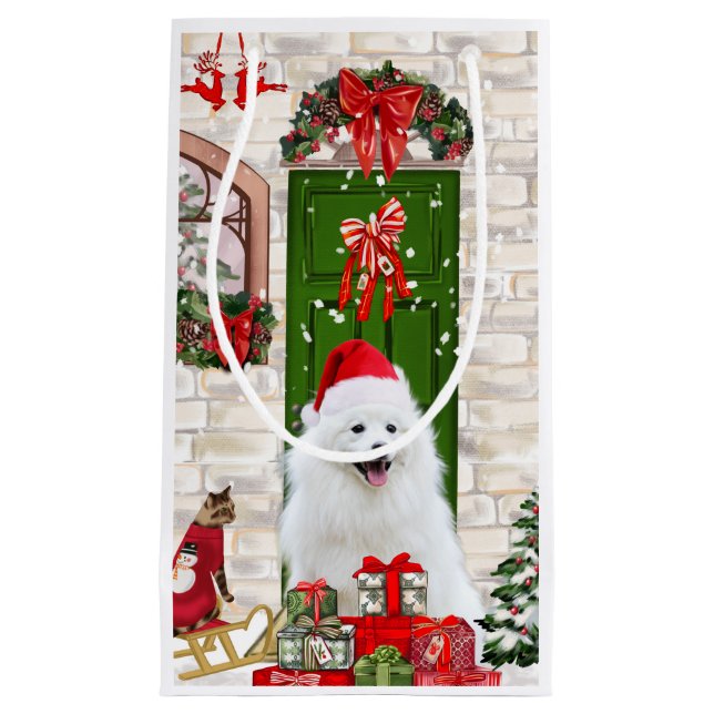 Spitz Dog Christmas Kleine Geschenktüte (Vorderseite)