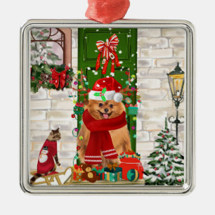 Spitz Dog Christmas Ornament Aus Metall