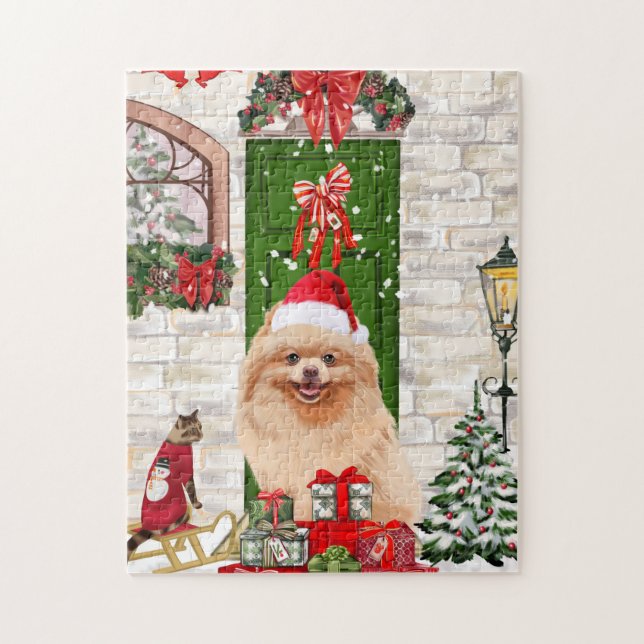 Spitz Dog Christmas Puzzle (Vertikal)