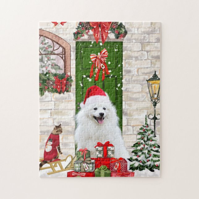 Spitz Dog Christmas Puzzle (Vertikal)