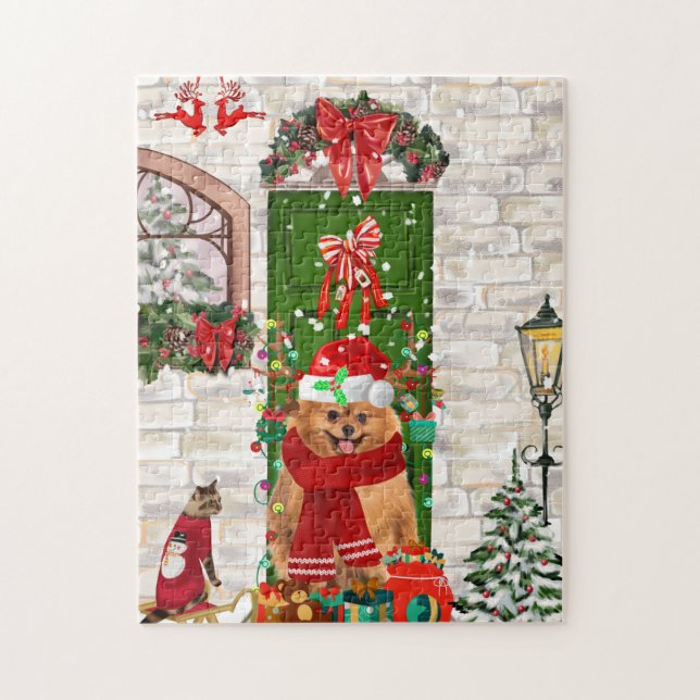 Spitz Dog Christmas Puzzle (Vertikal)