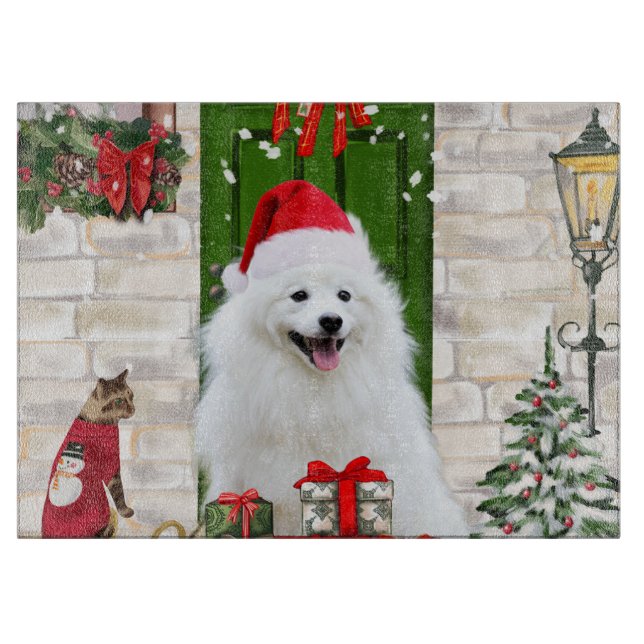 Spitz Dog Christmas Schneidebrett (Vorderseite)
