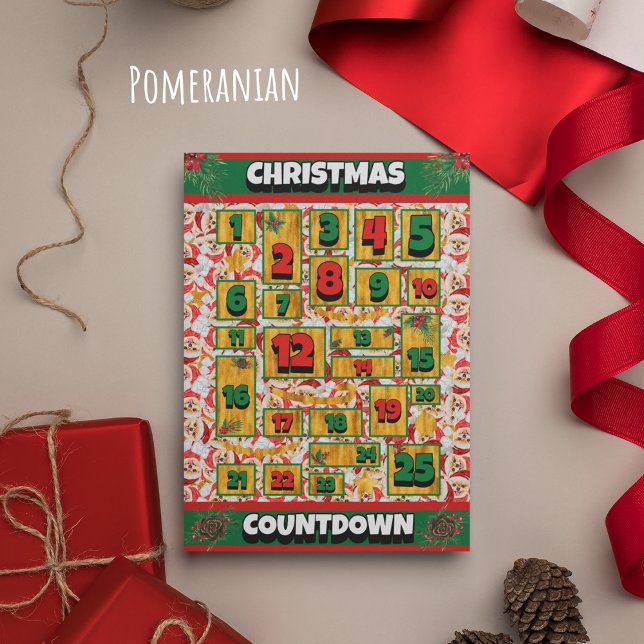 Spitz Dog Countdown Weihnachtskalender Feiertagskarte (Von Creator hochgeladen)