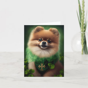 Spitz Dog in St. Patrick's Day Dress Karte