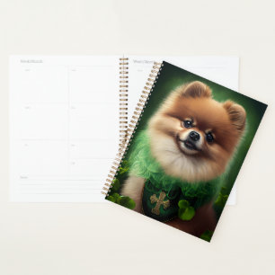 Spitz Dog in St. Patrick's Day Dress Planer