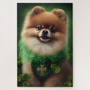 Spitz Dog in St. Patrick's Day Dress Puzzle