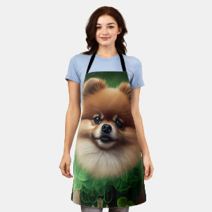 Spitz Dog in St. Patrick's Day Dress Schürze