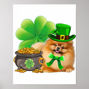 Spitz Dog Kleeblatt St Patricks Day Dog irisch Poster