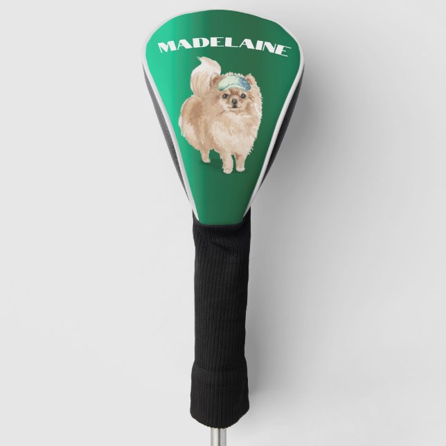 Spitz Dog Lover Green Personal Golf Headcover (Vorderseite)