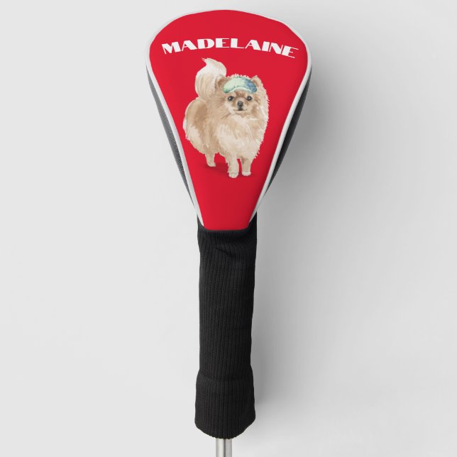 Spitz Dog Lover Red Personal Golf Headcover (Vorderseite)
