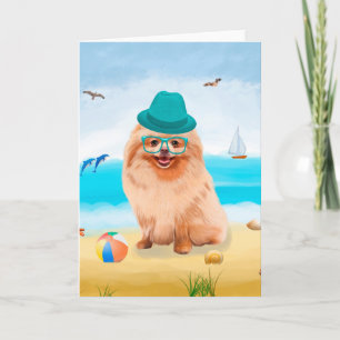 Spitz Dog on Beach Karte