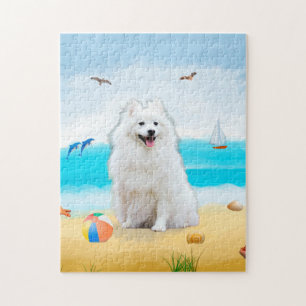 spitz Dog on Beach Puzzle