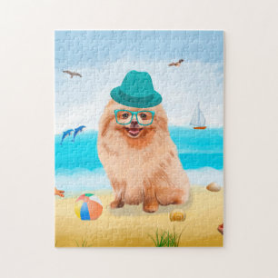 Spitz Dog on Beach Puzzle