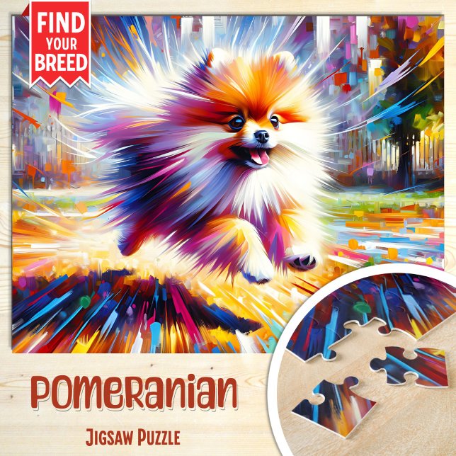 Spitz Dog Portrait Akryllische Kunstdruckleder Puzzle (Von Creator hochgeladen)