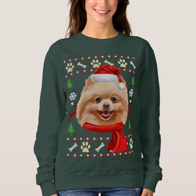 Spitz Dog Ugly Weihnachten Sweatshirt (Vorderseite)