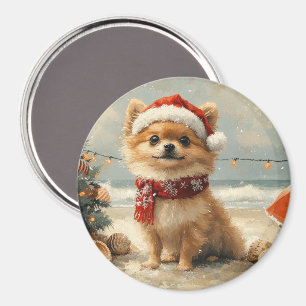 Spitz Dog Vintager Strand Magnet