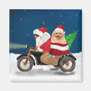 Spitz Dog Weihnachtsmann Magnet