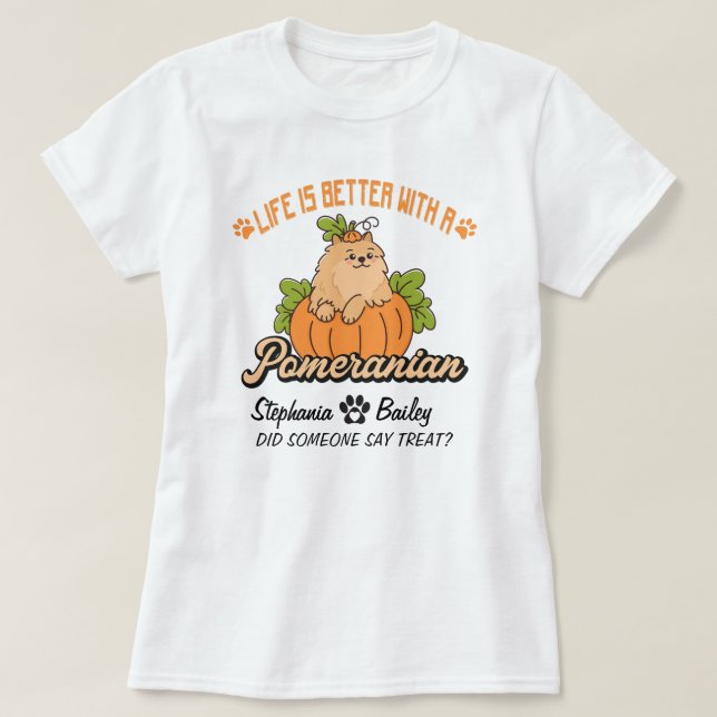 Spitz Fall Erntedank Halloween Spitz Dog T-Shirt (Design vorne)