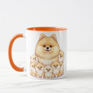 Spitz Family Tasse - Niedlicher und fließender Hun