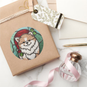 Spitz Festgläser Weihnachten Runder Aufkleber