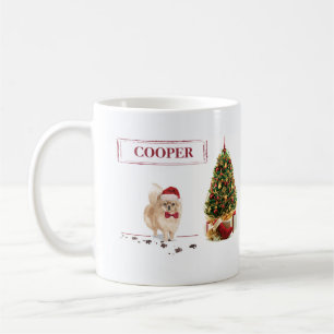 Spitz Funny Christmas Dog mit Baum Kaffeetasse