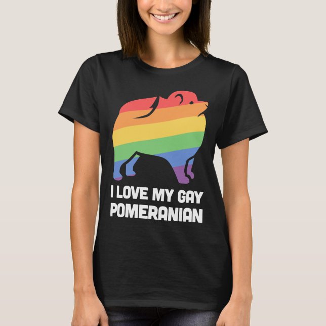 Spitz Funny Gay Dog Lgbt Pride T-Shirt (Vorderseite)