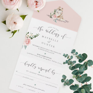 Spitz für Wasserfarben Hund und Rosa Blütenrose All In One Einladung