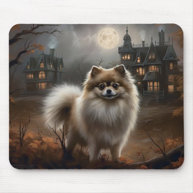 Spitz Halloween Beängstigend Mousepad (Vorne)