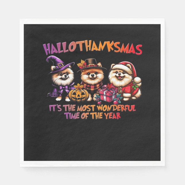 Spitz Halloween Erntedank Weihnachtsklasse Serviette (Vorderseite)