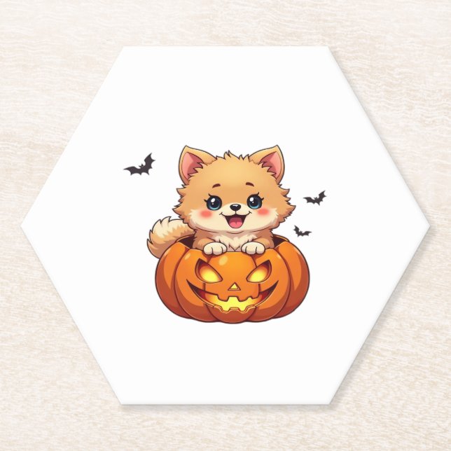 Spitz Happy Halloween Kürbis Classic T-S Untersetzer (Vorderseite)