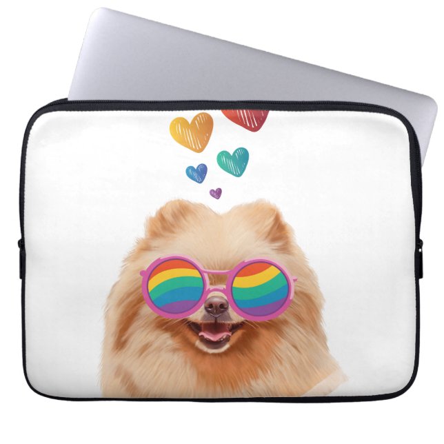 Spitz Hund am Herztag Valentinstag Laptopschutzhülle (Vorderseite)