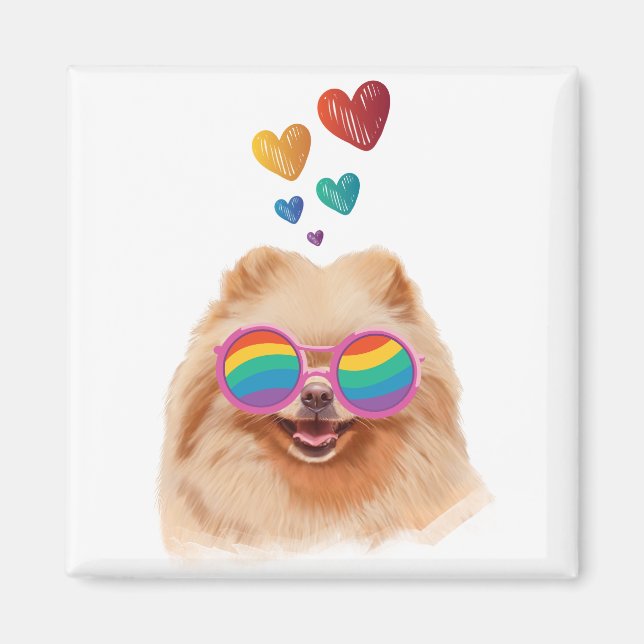 Spitz Hund am Herztag Valentinstag Magnet (Vorne)