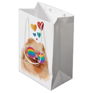 Spitz Hund am Herztag Valentinstag Mittlere Geschenktüte