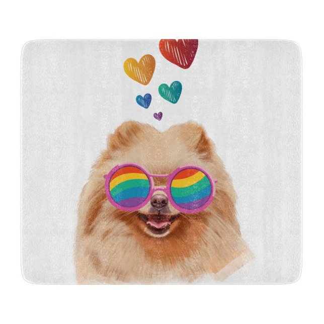 Spitz Hund am Herztag Valentinstag Schneidebrett (Vorderseite)