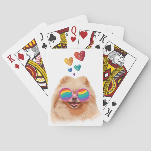 Spitz Hund am Herztag Valentinstag Spielkarten (Rückseite)