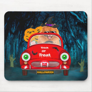 Spitz Hund Autofahren Auto Beängstigend Halloween Mousepad