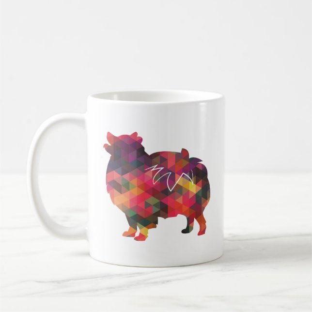 Spitz Hund Geo Silhouette Multi Kaffeetasse (Links)