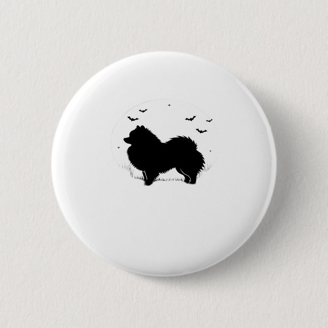 Spitz Hund � Halloween Moon Silhouette Classic Button (Vorderseite)