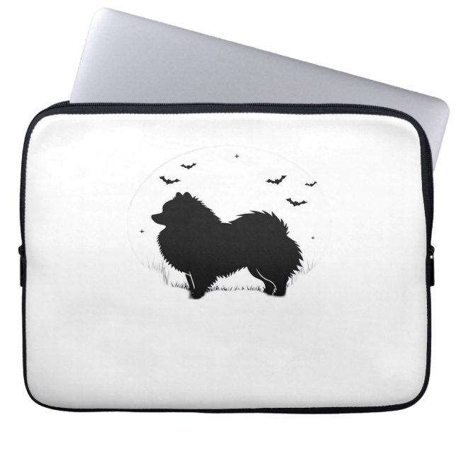 Spitz Hund - Halloween Moon Silhouette Classic Laptopschutzhülle (Vorderseite)