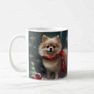 Spitz Hund im Schnee Weihnachten Kaffeetasse
