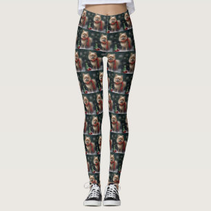 Spitz Hund im Schnee Weihnachten Leggings
