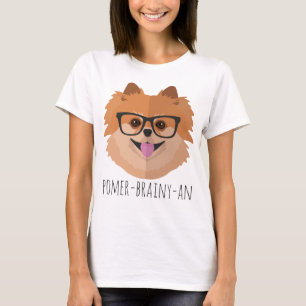 Spitz-Hund in den Nerd-Gläsern   POMER-BRAINY-AN T-Shirt