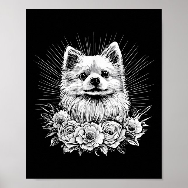 Spitz Hund Lover Retro Stil Tattoo _1 Poster (Vorne)