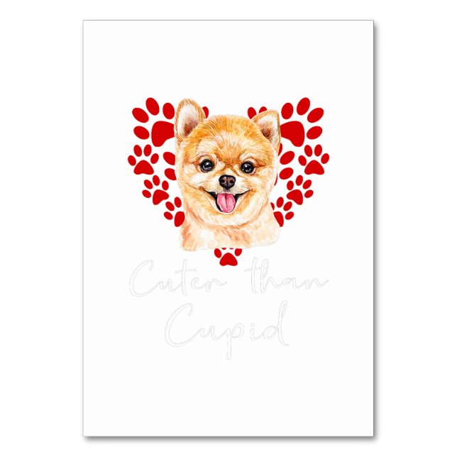 Spitz Hund Niedlicher als Cupid Valentinstag Tischnummer (Vorderseite)