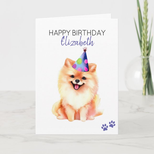 Spitz Hund Personalisiert Happy Geburtstag Karte (Vorderseite)