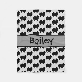 Spitz Hund Silhouette CUSTOM Fleecedecke